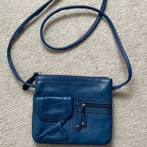 Tignanello Soft Navy Leather Crossbody Bag